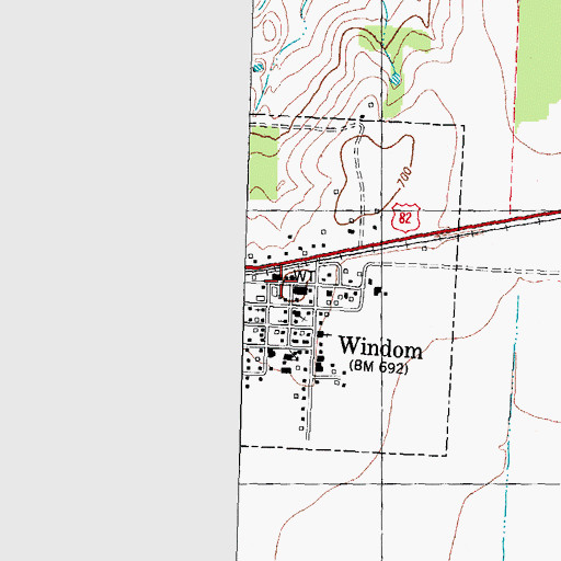 Topographic Map of Town of Windom, TX