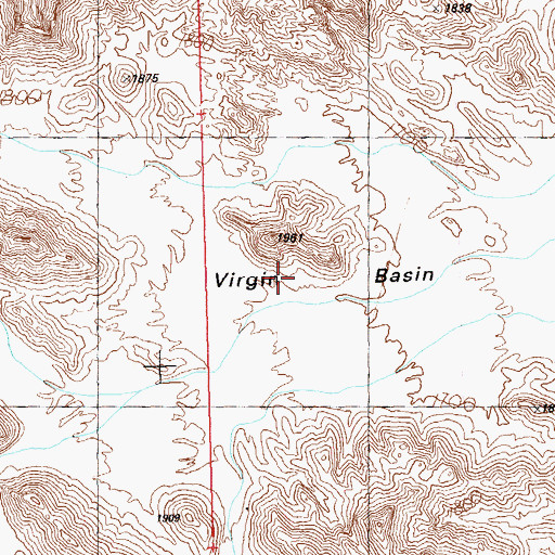 Topographic Map of Virgin Basin, AZ