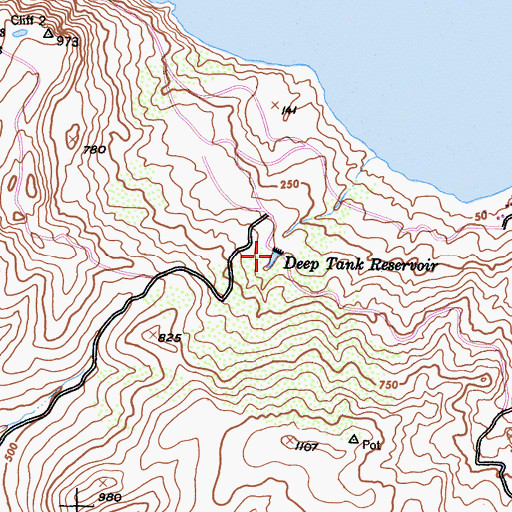 Topographic Map of Deep Tank Reservoir, CA