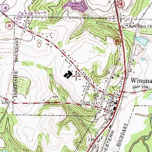Topographic Map of Town of Winona, TX