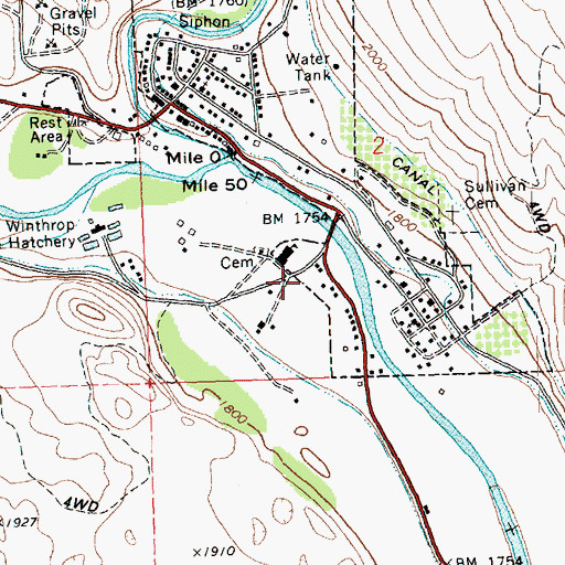 Topographic Map of Town of Winthrop, WA