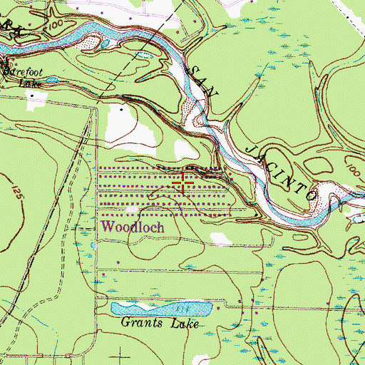 Topographic Map of Town of Woodloch, TX