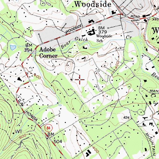 Topographic Map of Town of Woodside, CA