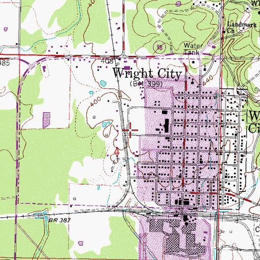 Topographic Map of Town of Wright City, OK