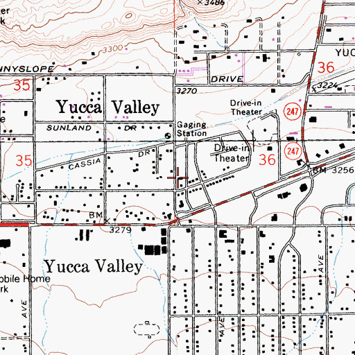 Topographic Map of Town of Yucca Valley, CA