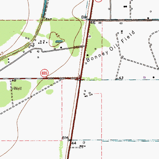 Topographic Map of Village of Bonney, TX