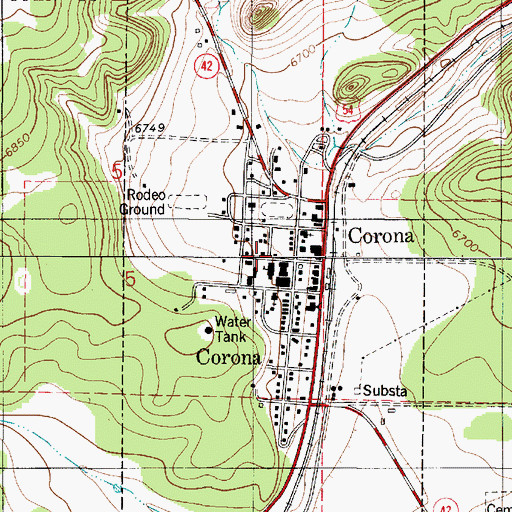 Topographic Map of Village of Corona, NM