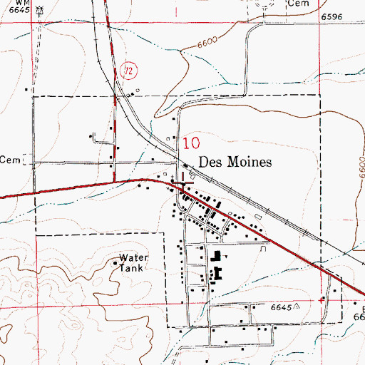Topographic Map of Village of Des Moines, NM