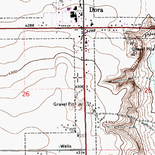 Topographic Map of Village of Dora, NM