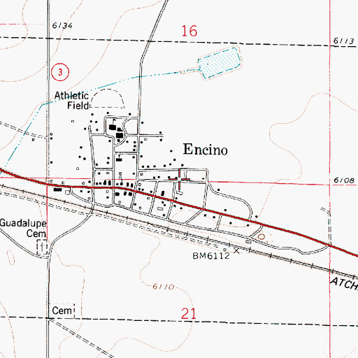 Topographic Map of Village of Encino, NM