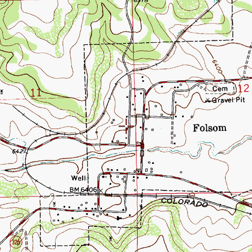 Topographic Map of Village of Folsom, NM