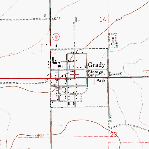 Topographic Map of Village of Grady, NM