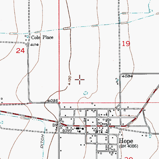 Topographic Map of Village of Hope, NM