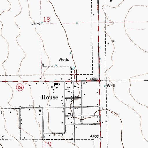 Topographic Map of Village of House, NM