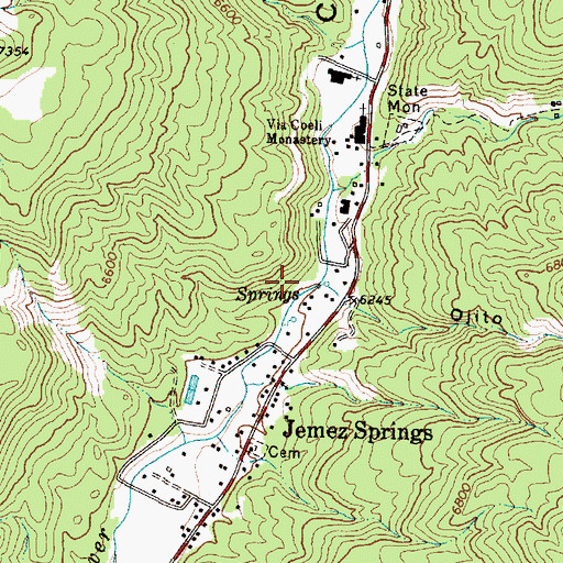 Topographic Map of Village of Jemez Springs, NM