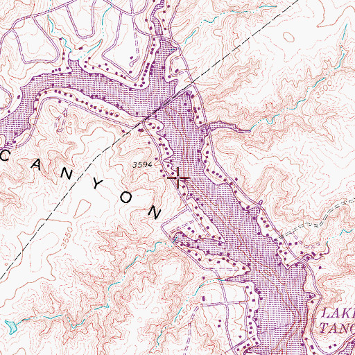 Topographic Map of Village of Lake Tanglewood, TX