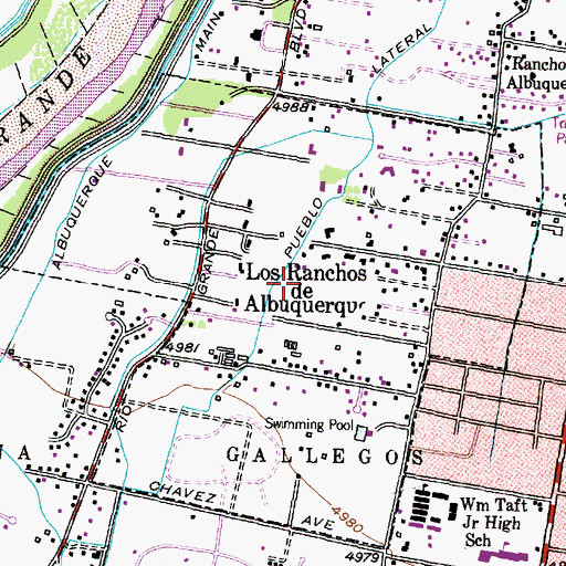 Topographic Map of Village of Los Ranchos de Albuquerque, NM