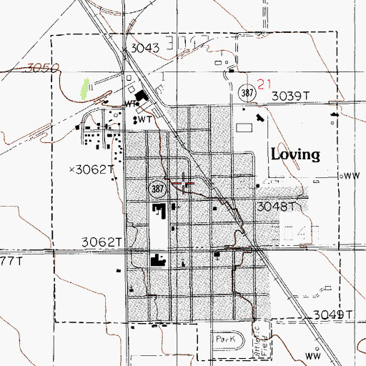 Topographic Map of Village of Loving, NM