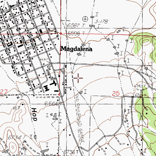 Topographic Map of Village of Magdalena, NM