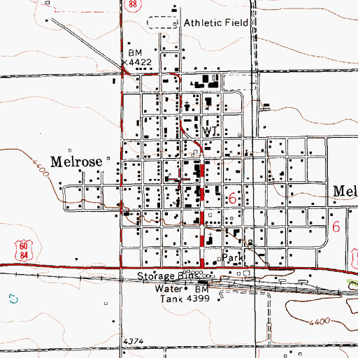 Topographic Map of Village of Melrose, NM