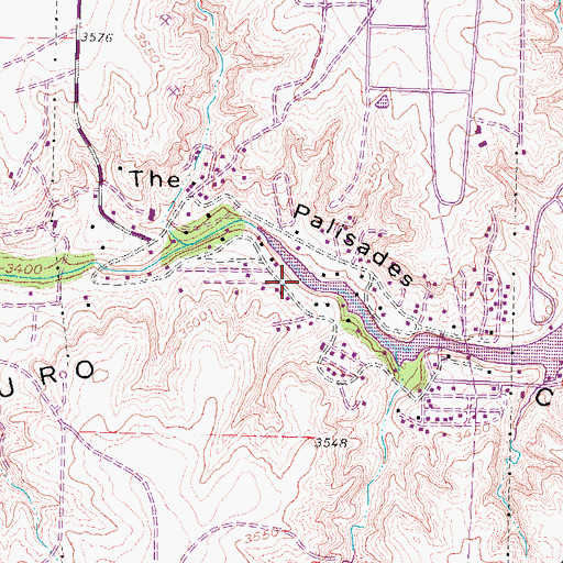 Topographic Map of Village of Palisades, TX