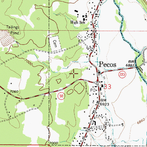 Topographic Map of Village of Pecos, NM