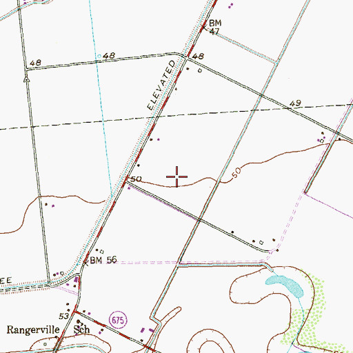 Topographic Map of Village of Rangerville, TX