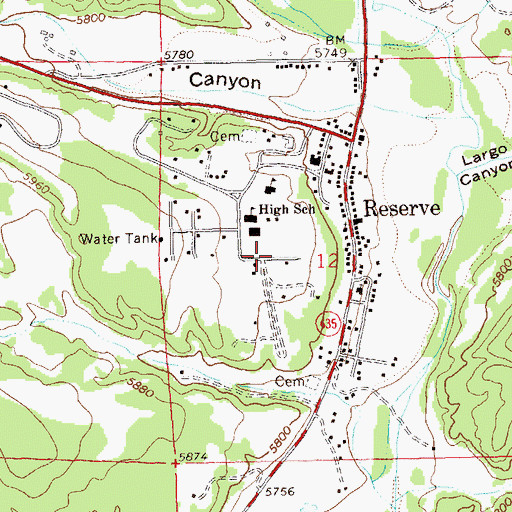 Topographic Map of Village of Reserve, NM