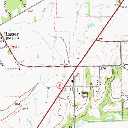 Topographic Map of Village of Rosser, TX