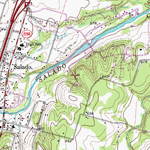 Topographic Map of Village of Salado, TX