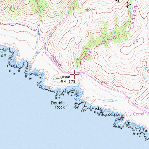 Topographic Map of Little Irish Canyon, CA