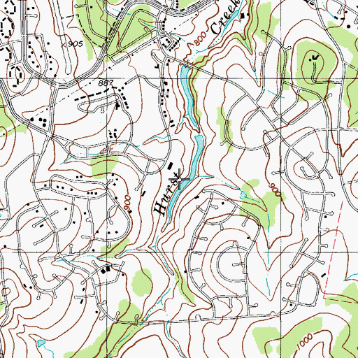 Topographic Map of Village of The Hills, TX