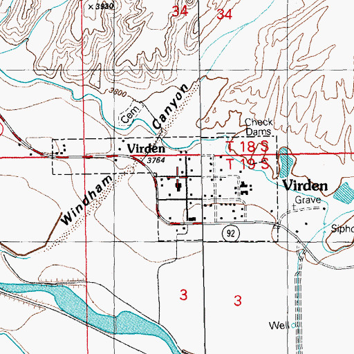 Topographic Map of Village of Virden, NM