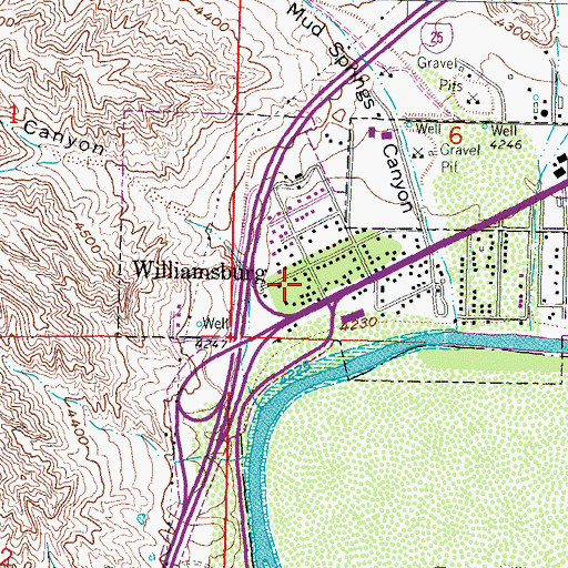 Topographic Map of Village of Williamsburg, NM