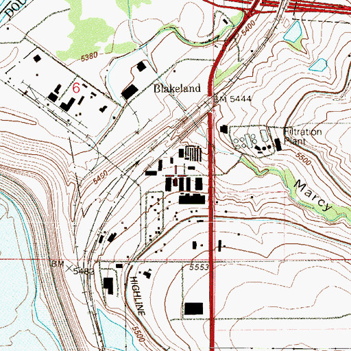 Topographic Map of Chatfield Industrial Park, CO