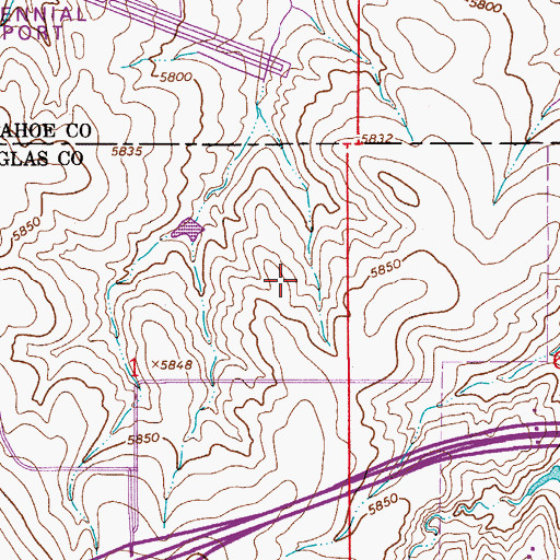 Topographic Map of Douglas County Industrial Park, CO