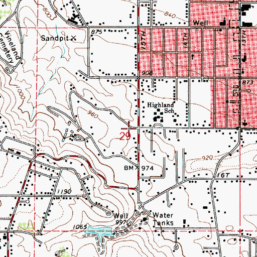 Topographic Map of Highland, WA