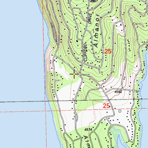 Topographic Map of Lake Almanor Peninsula, CA