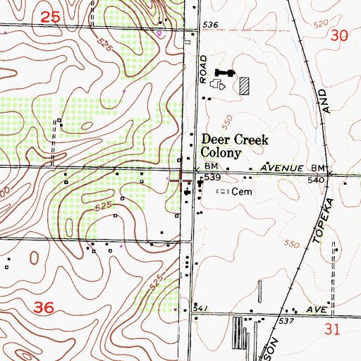 Topographic Map of Deer Creek Colony, CA