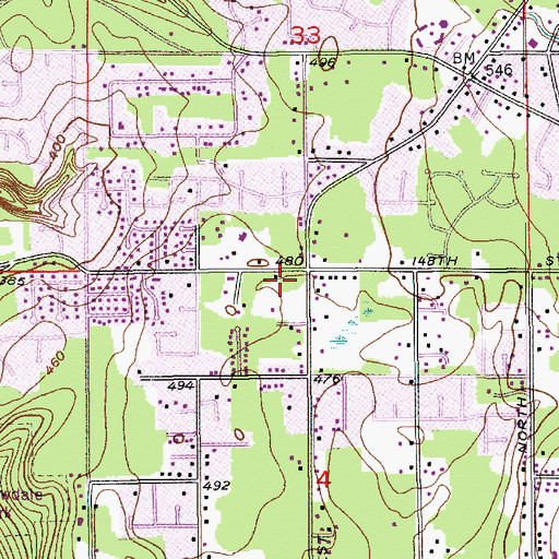 Topographic Map of North Lynnwood, WA