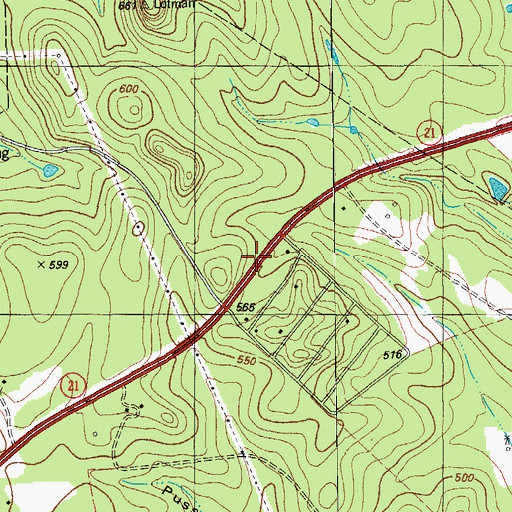 Topographic Map of Pine Hills, TX