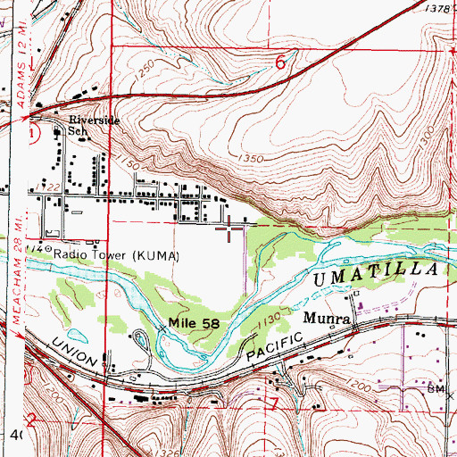 Topographic Map of Riverside, OR