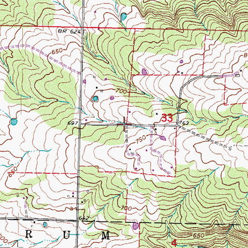Topographic Map of Simms, OK