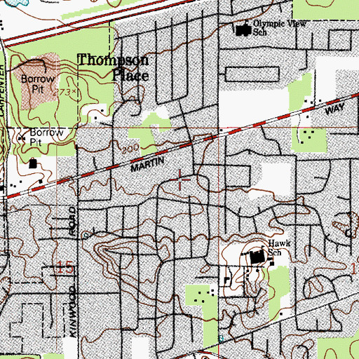 Topographic Map of Tanglewilde, WA
