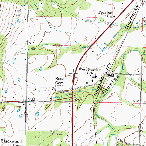 Topographic Map of West Peavine, OK