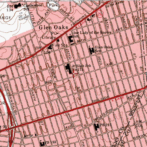Topographic Map of Hillside Park, NY