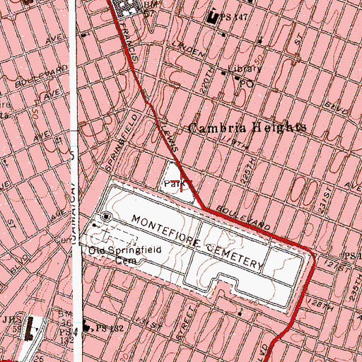 Topographic Map of Frederick Cabbell Park, NY