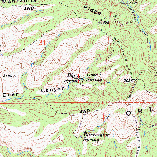 Topographic Map of Deer Spring, CA