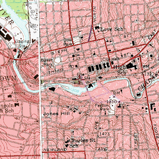 Topographic Map of Washington Street Sub-Station, NY