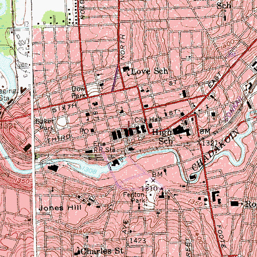 Topographic Map of Commons Mall Building, NY